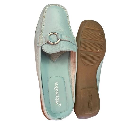St. John’s Bay Blue Leather Flex Form Slip On Mule Slide Size 7 - Picture 6 of 8